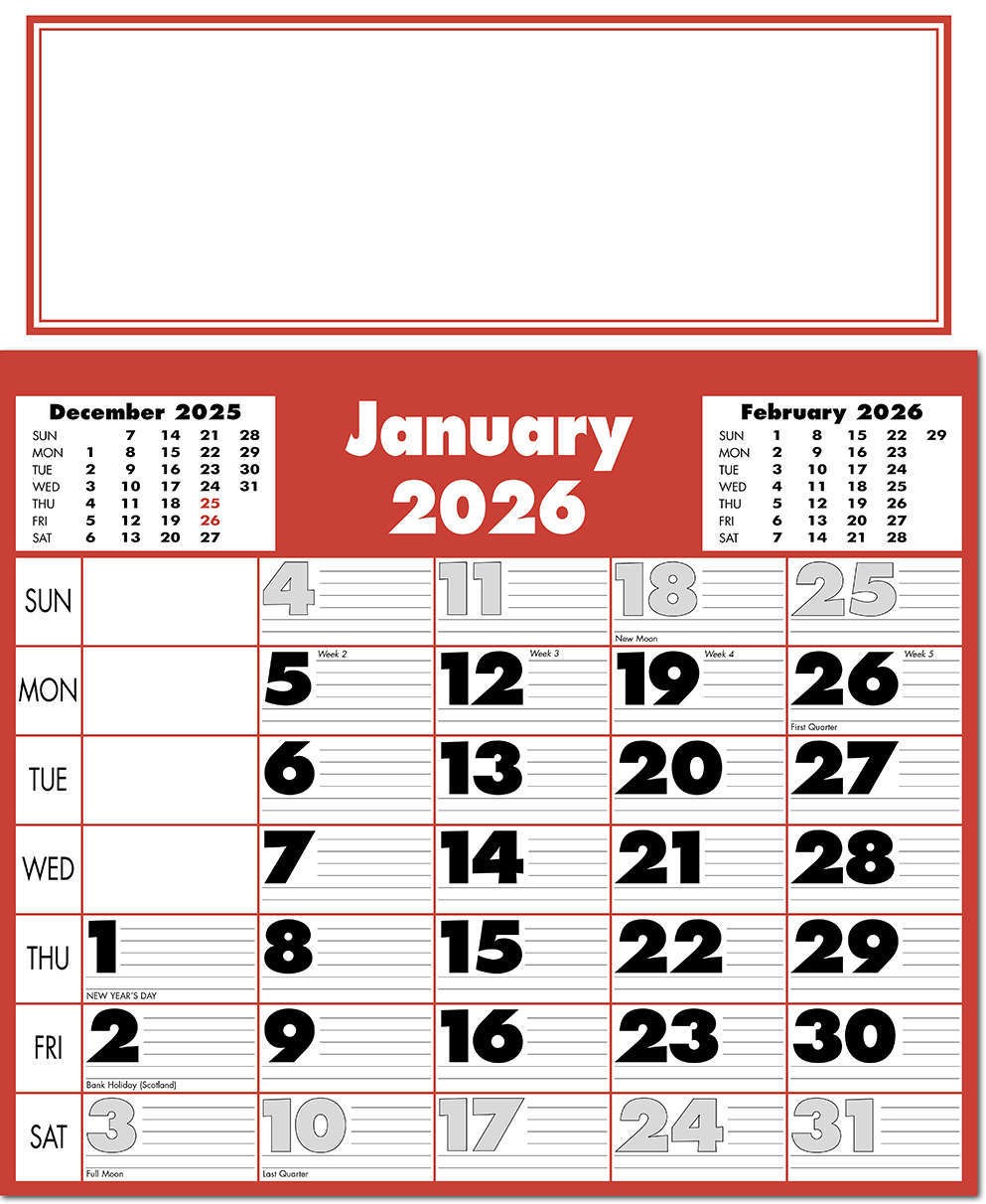 Extra Large Bold Figure Calendar