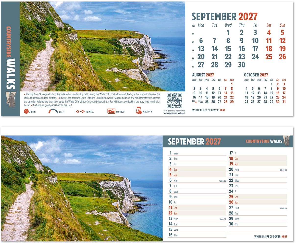Countryside Walks Premium Lined Easel Desk Calendar