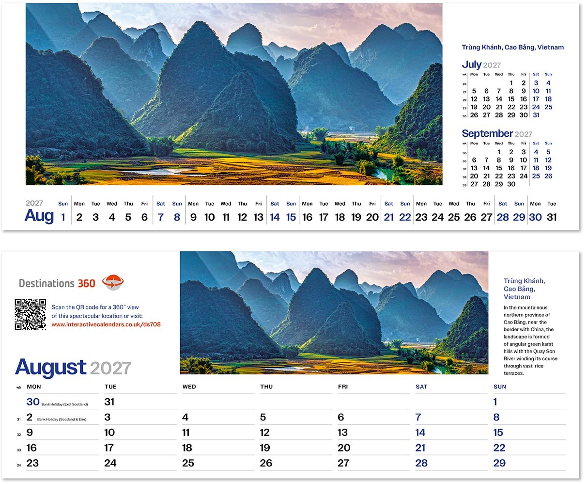 Destinations360 Premium Lined Easel Desk Calendar