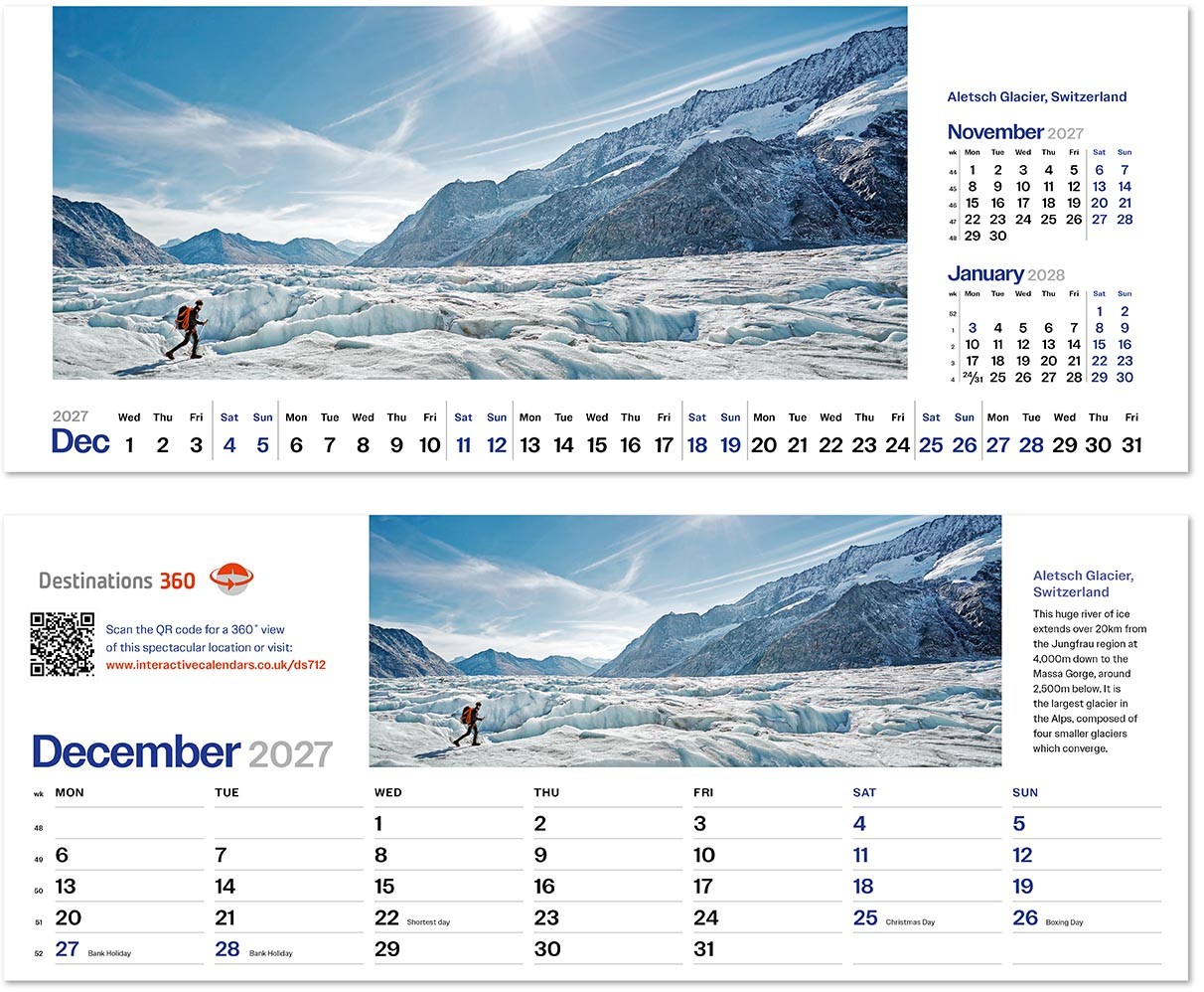 Destinations360 Premium Lined Easel Desk Calendar