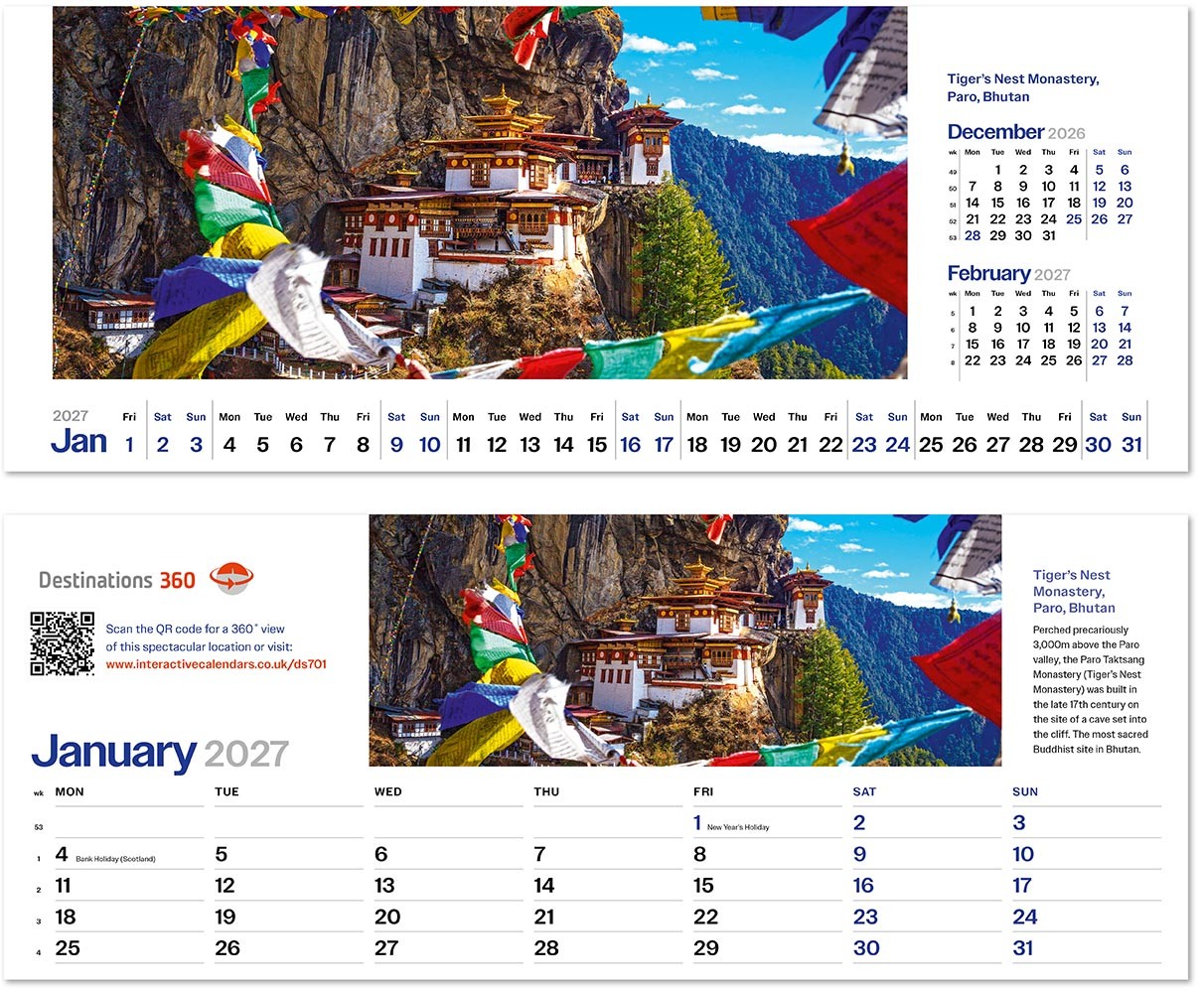 Destinations360 Premium Lined Easel Desk Calendar