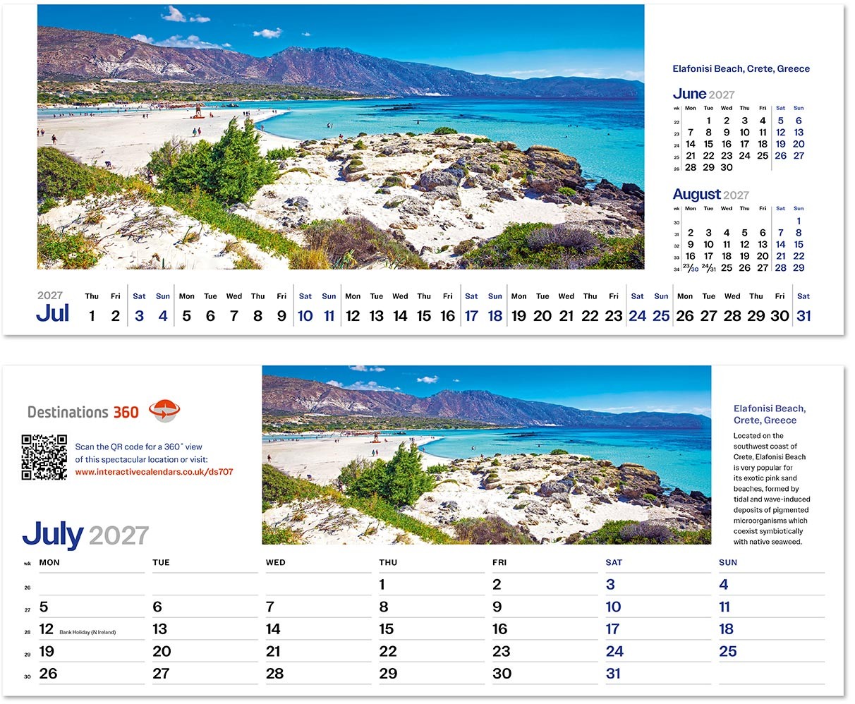 Destinations360 Premium Lined Easel Desk Calendar