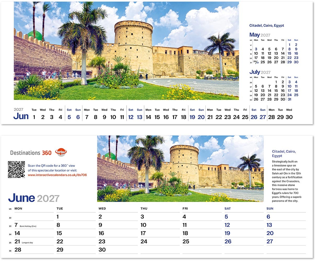 Destinations360 Premium Lined Easel Desk Calendar