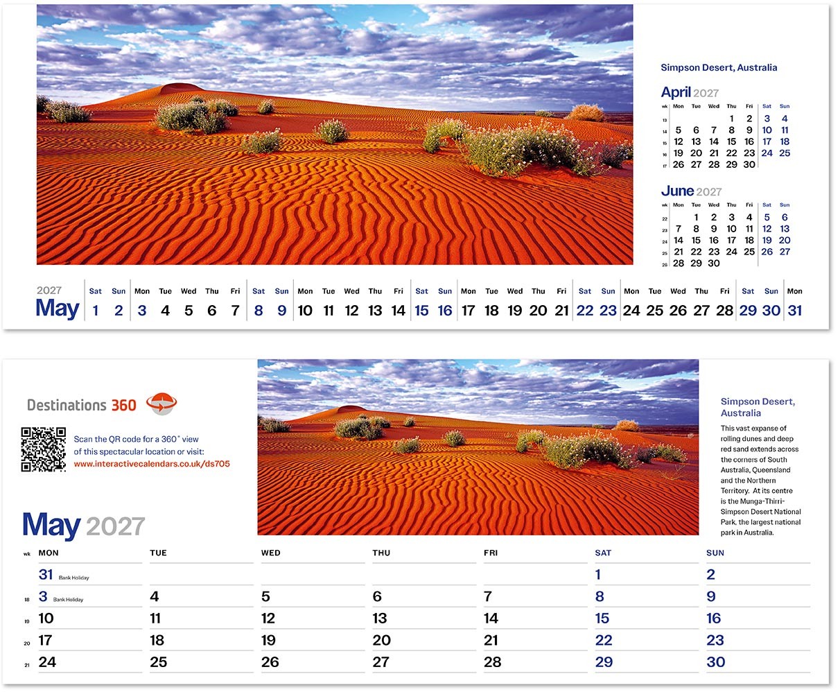 Destinations360 Premium Lined Easel Desk Calendar