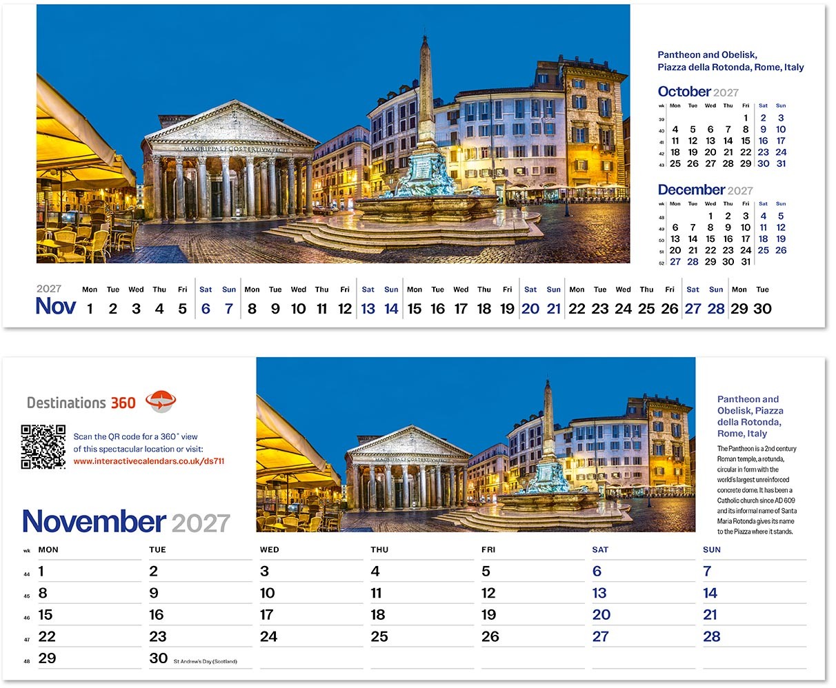 Destinations360 Premium Lined Easel Desk Calendar