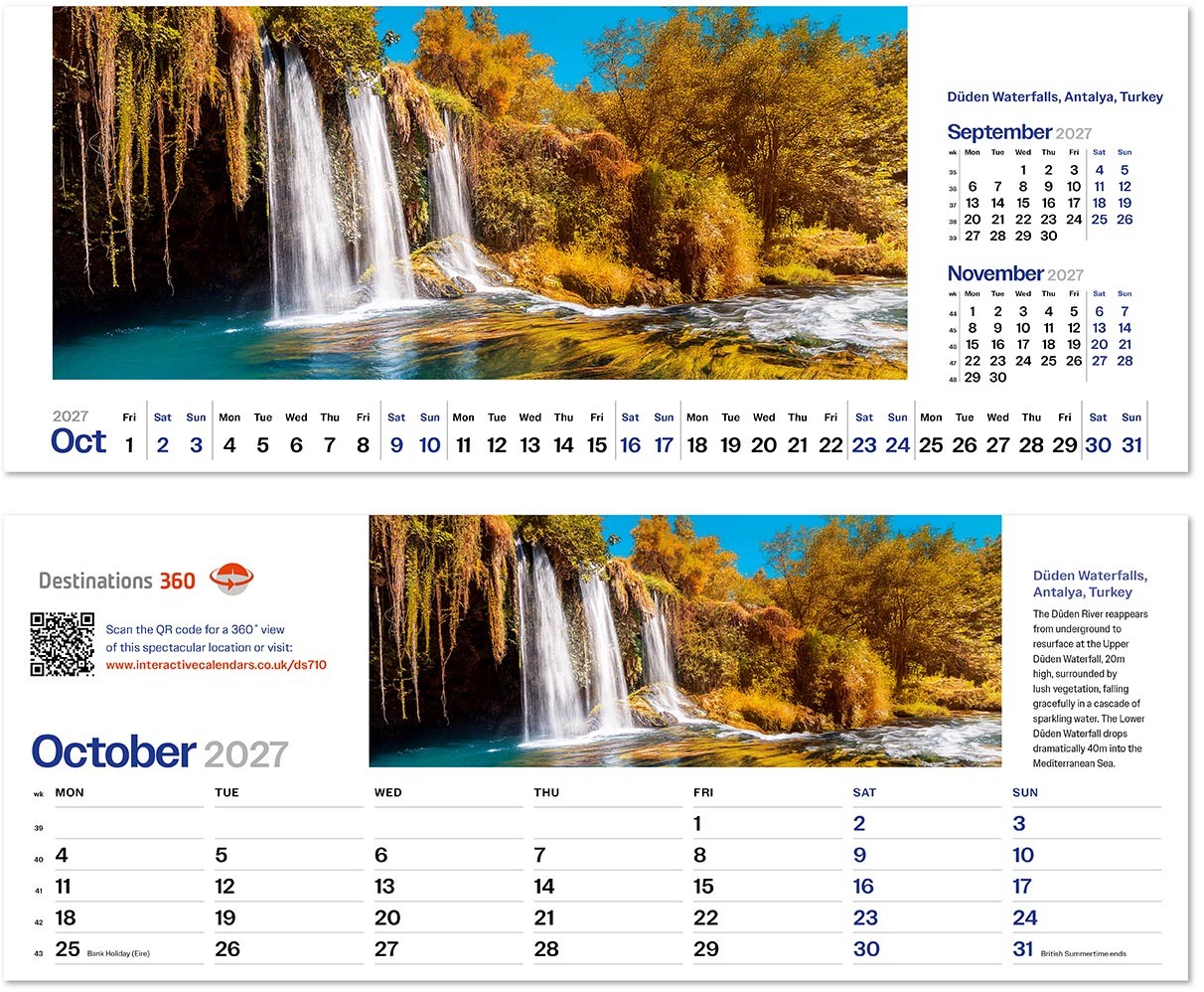 Destinations360 Premium Lined Easel Desk Calendar
