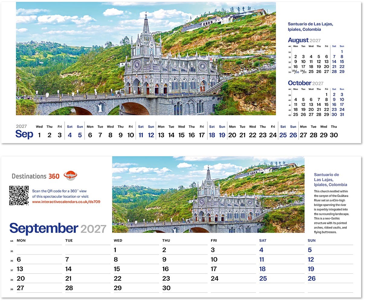 Destinations360 Premium Lined Easel Desk Calendar