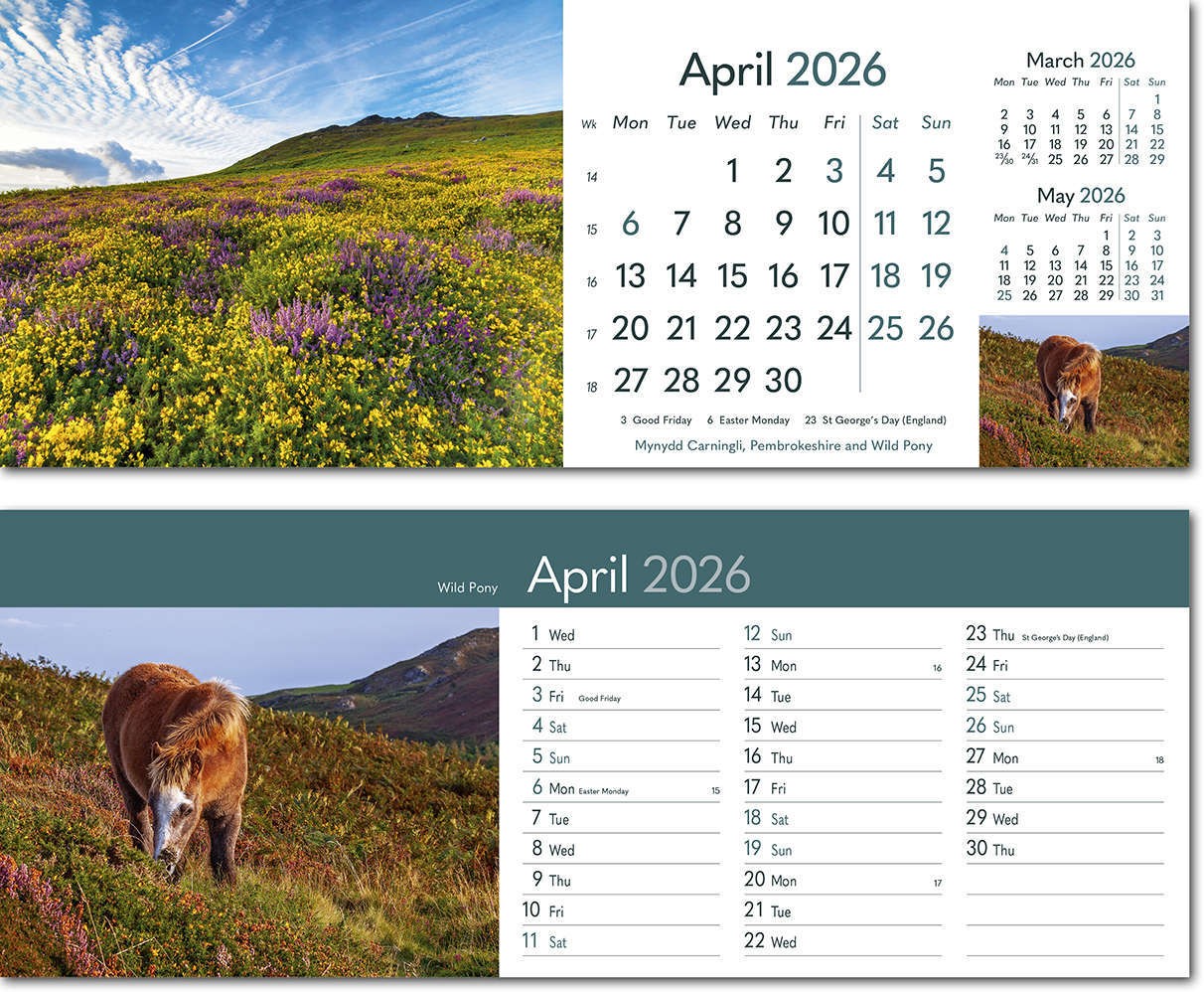 Rural Britain Premium Lined Easel Desk Calendar