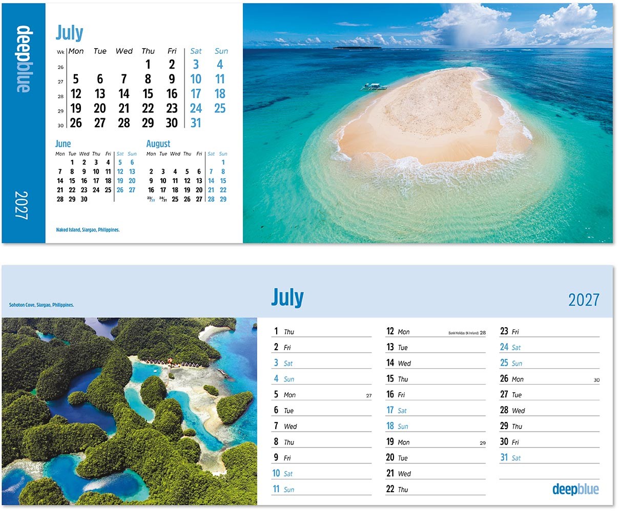 Deep Blue Note Station Desk Calendar