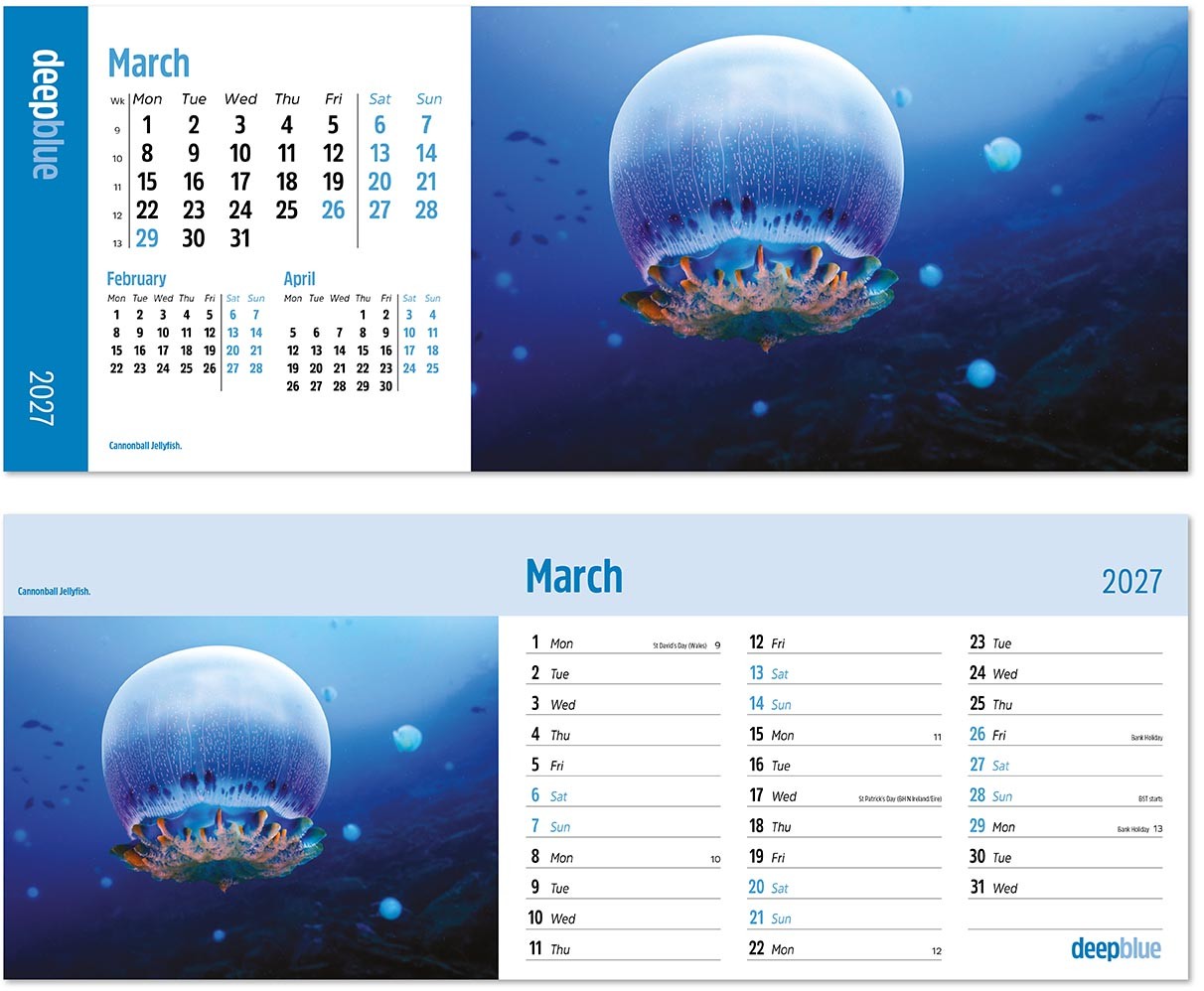Deep Blue Note Station Desk Calendar