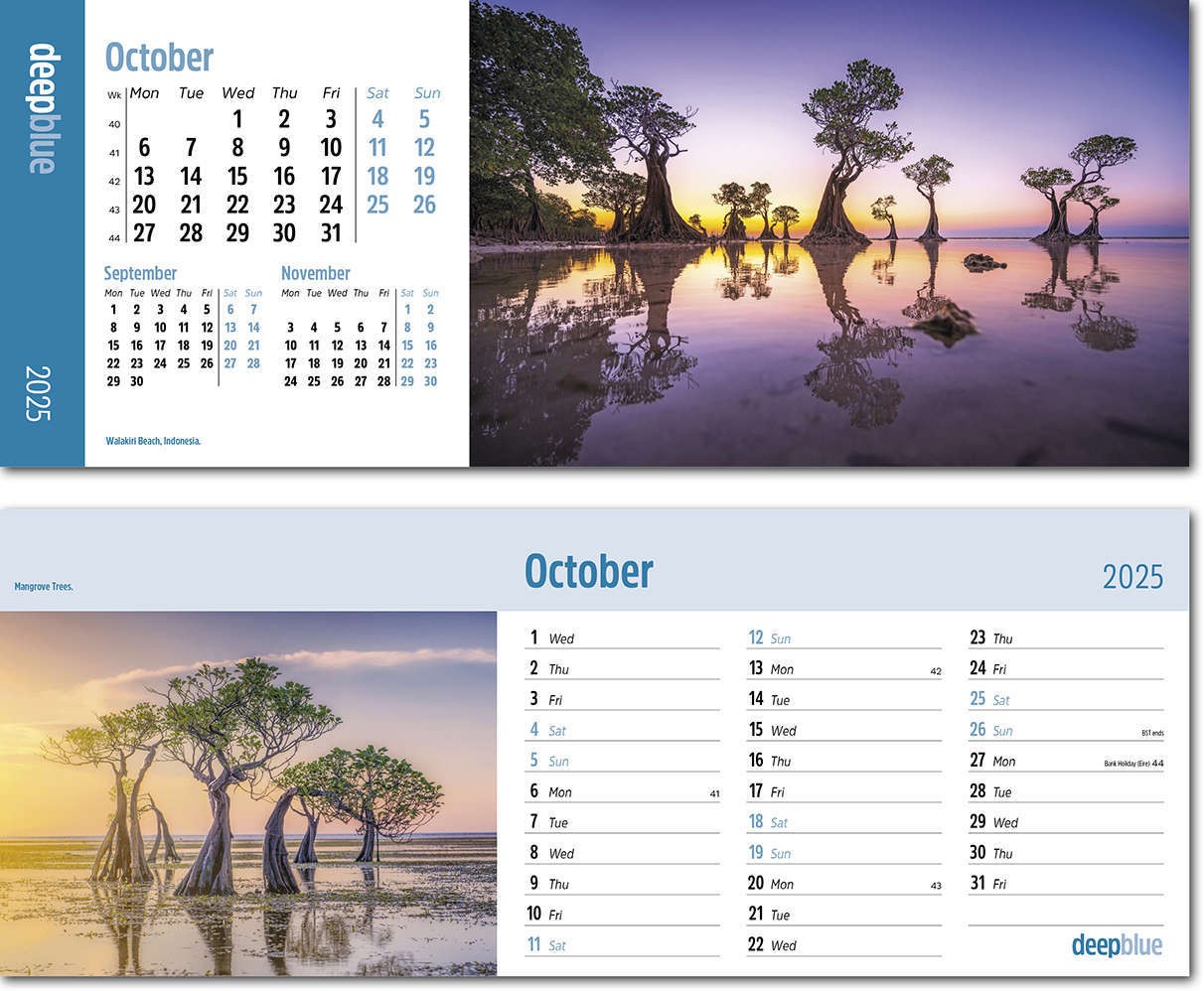 Deep Blue Note Station Desk Calendar