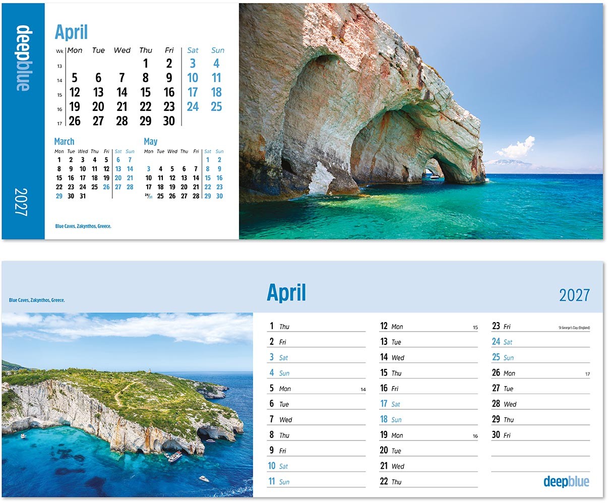 Deep Blue Task Station Desk Calendar