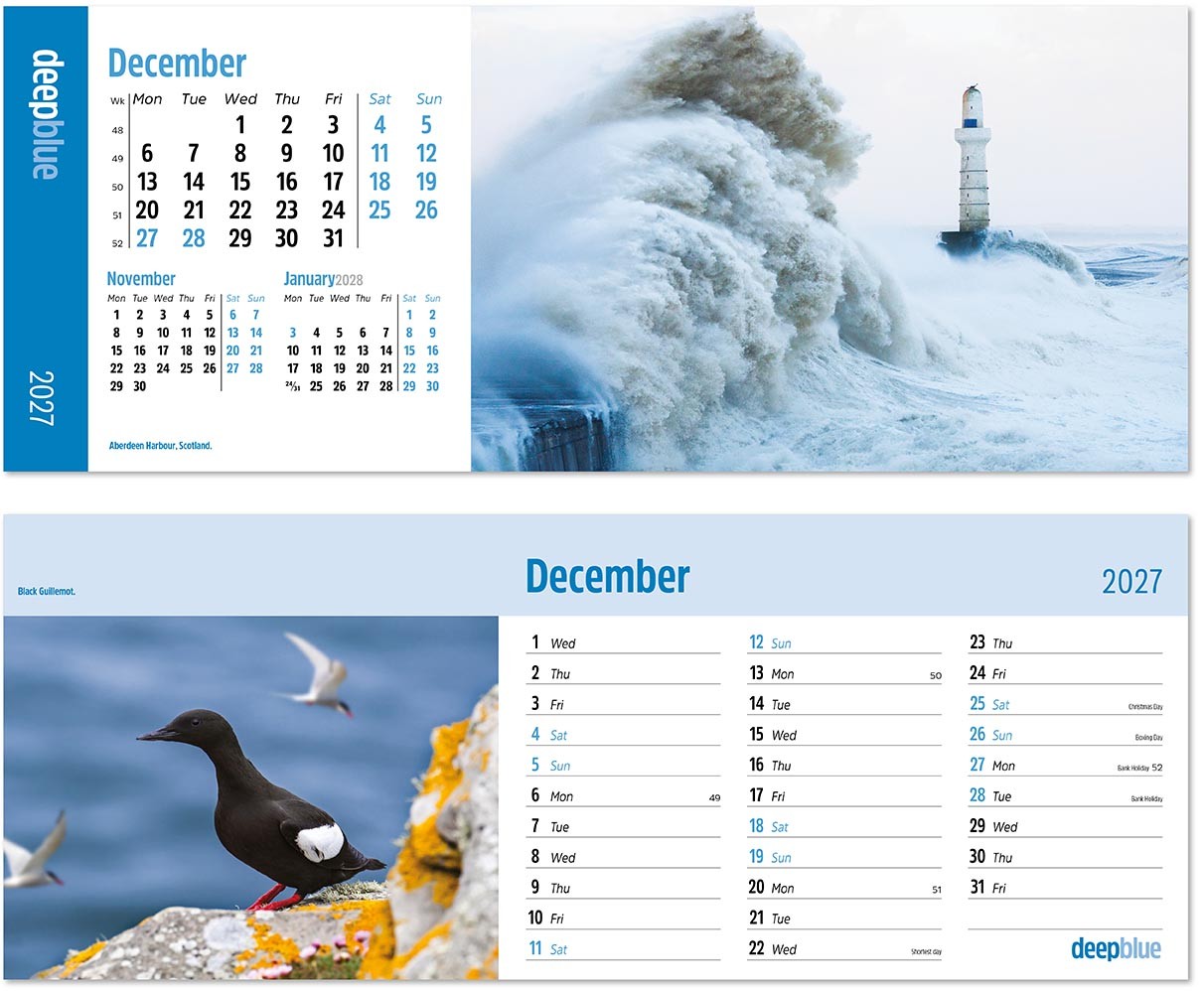 Deep Blue Task Station Desk Calendar