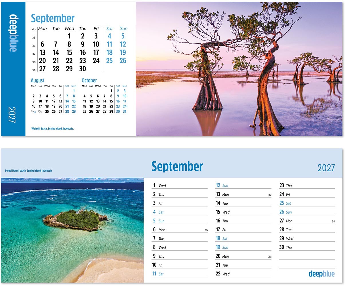 Deep Blue Task Station Desk Calendar