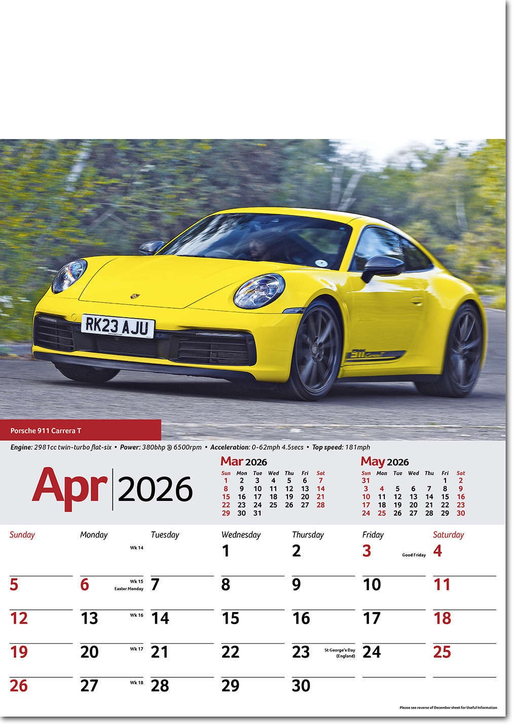 Performance Cars Wall Calendar